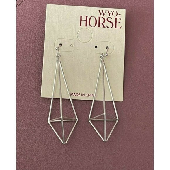 Wyo-Horse Silver-Tone Geometric Cone Shape Drop Earrings - Picture 1 of 3